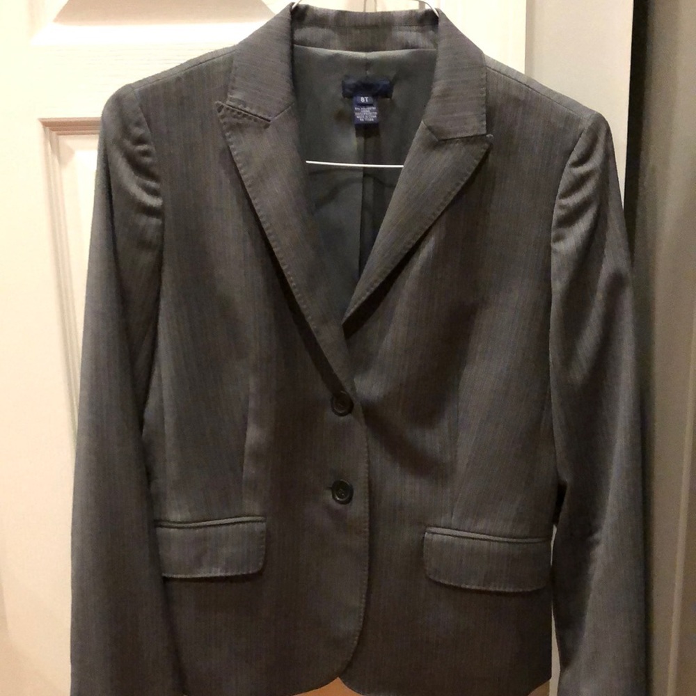 J Crew Super 120s Pinstripe Wool Blue Gray Blazer Career Women 8T